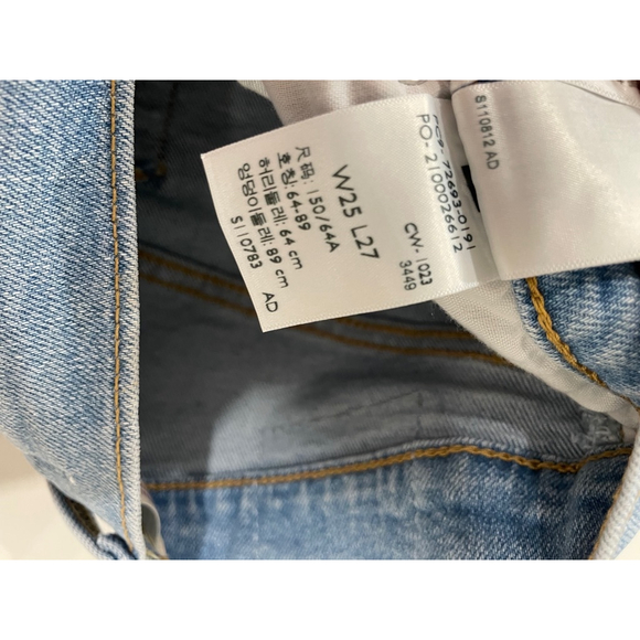 Levis Ribcage Straight Ankle Button Fly Distressed Cowgirl Grunge Womens Size 25 - Picture 10 of 15